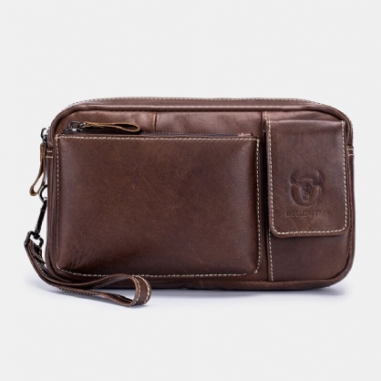 Bullcaptain Cuero Genuino Vintage Multifuncional Riñonera Bolsa De Teléfono Bolsa De Negocios Para Hombres