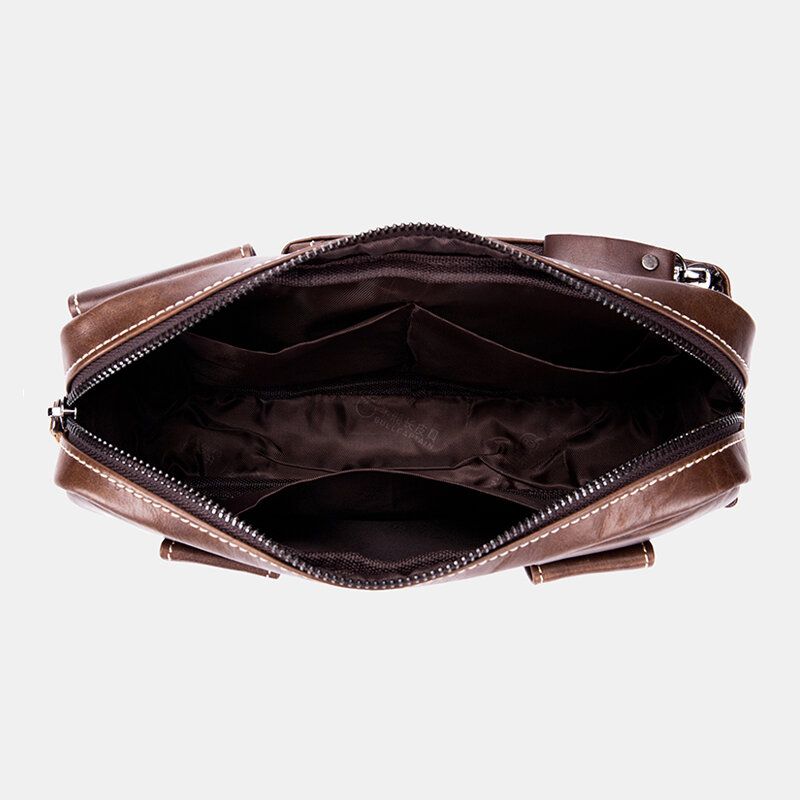 Bullcaptain Cuero Genuino Vintage Multifuncional Riñonera Bolsa De Teléfono Bolsa De Negocios Para Hombres