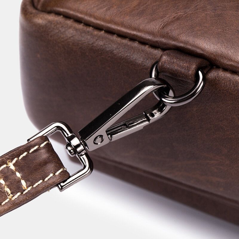 Bullcaptain Cuero Genuino Vintage Multifuncional Riñonera Bolsa De Teléfono Bolsa De Negocios Para Hombres