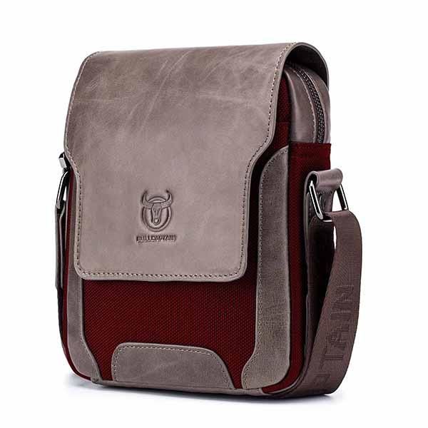 Bullcaptain Hombre Bolso De Cuero Genuino Patchwork Bag