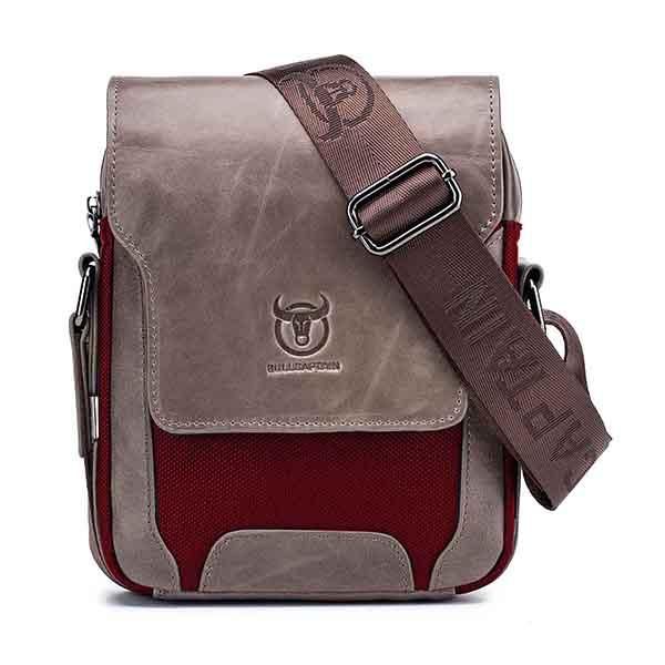 Bullcaptain Hombre Bolso De Cuero Genuino Patchwork Bag