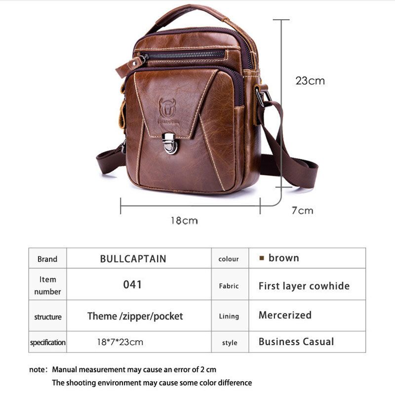 Bullcaptain Hombres Cuero Genuino Antirrobo Multicapas Bolso Bandolera Informal Bandolera