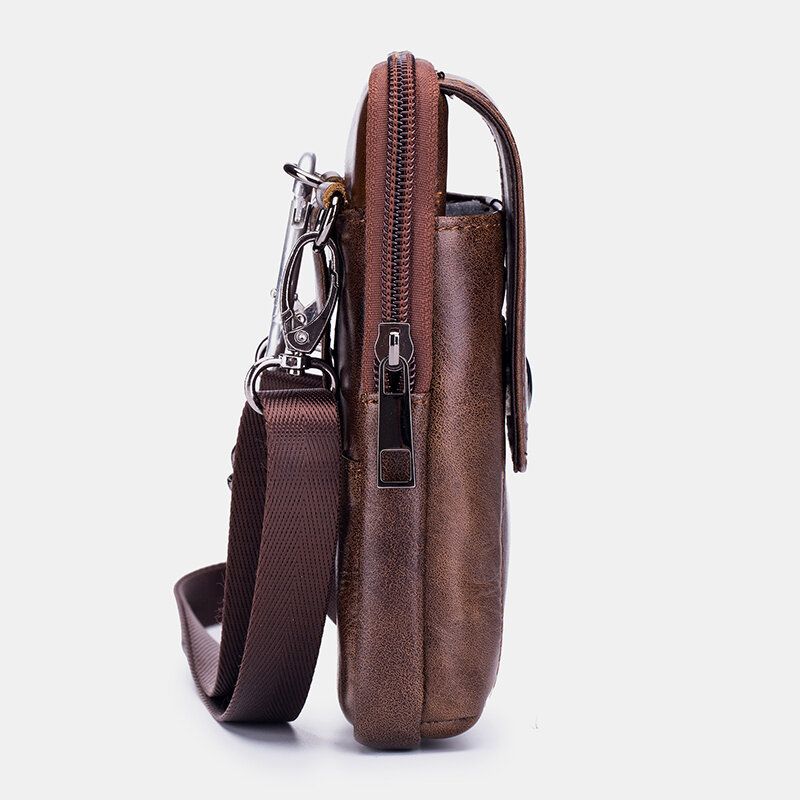 Bullcaptain Retro Bolso De Cuero Genuino Para Teléfono Bolso De Cintura Bolso De Hombro Para Bolso De Negocios