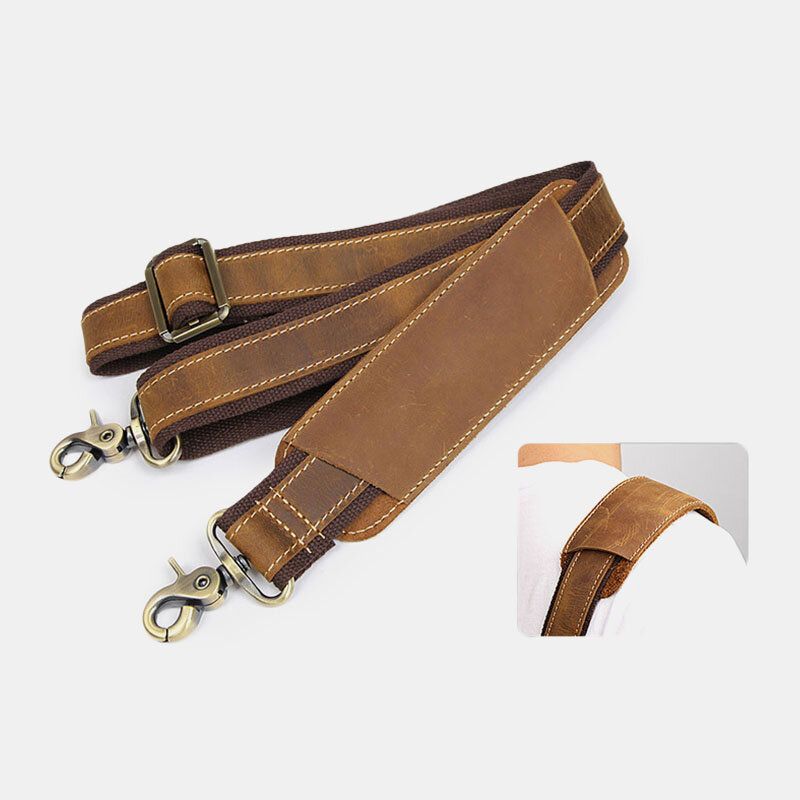 Correa Desmontable De Cuero Genuino Para Hombre Gran Bolsillo Múltiple Bolso Para Portátil De 15.6 Pulgadas Maletín Bandolera Bandolera