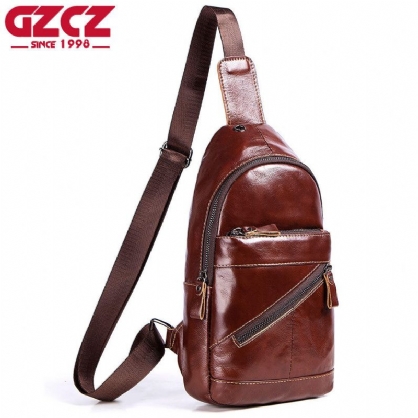 Gzcz Bolso Bandolera Vintage De Cuero Genuino Para Hombre