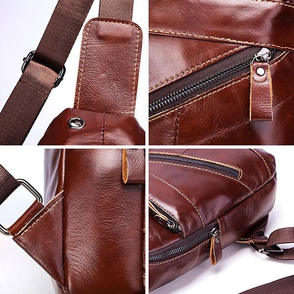 Gzcz Bolso Bandolera Vintage De Cuero Genuino Para Hombre