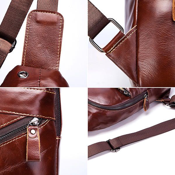 Gzcz Bolso Bandolera Vintage De Cuero Genuino Para Hombre