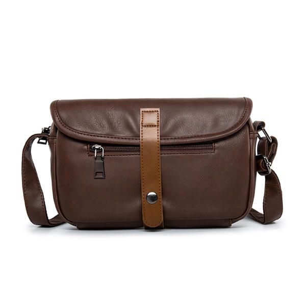 Hombre Faux Letaher Leisure Crossbody Bag Bolso De Hombro Simple