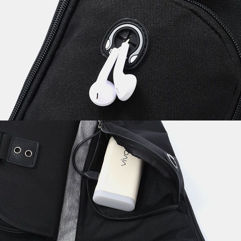 Hombres 2pcs Auriculares De Carga Usb Gran Capacidad Multifunción Impermeable Bolso Bandolera Bolso De Pecho Bolso Bandolera