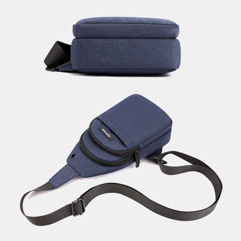 Hombres Agujero Para Auriculares Gran Capacidad Multi-bolsillo Impermeable Bolso Bandolera Sling Bag