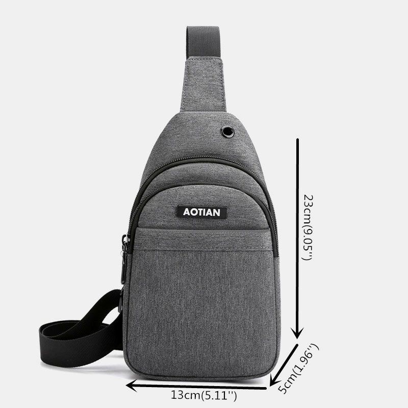 Hombres Agujero Para Auriculares Gran Capacidad Multi-bolsillo Impermeable Bolso Bandolera Sling Bag