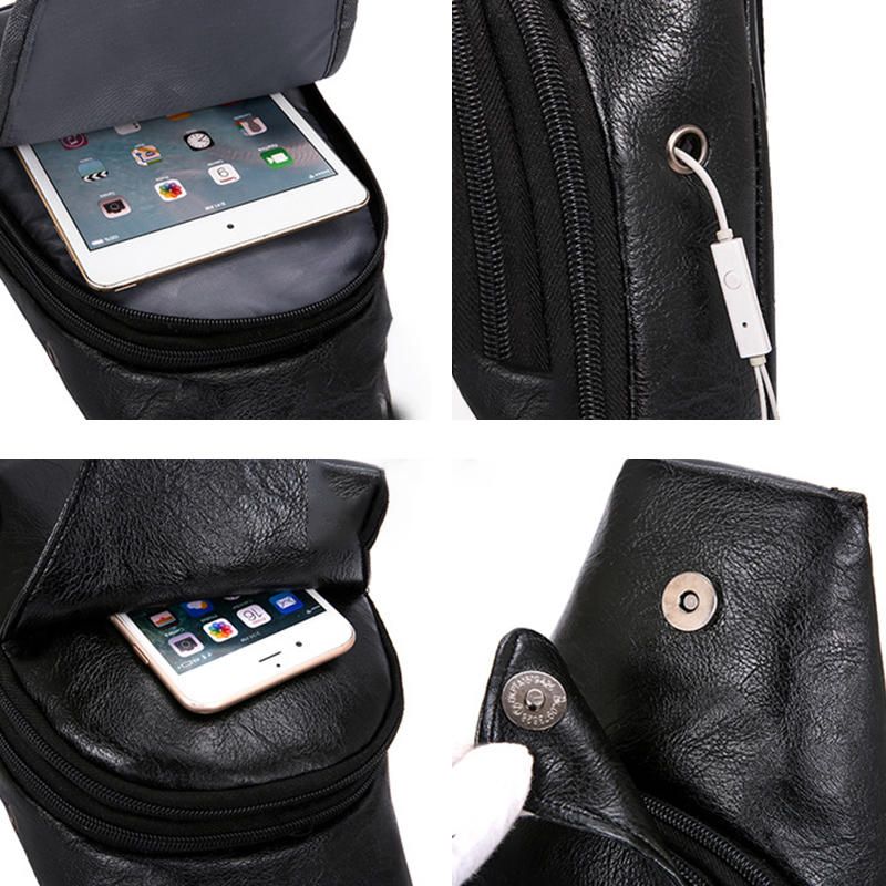 Hombres Bolso Bandolera Usb Multifuncional Bolso En El Pecho Bolso Bandolera Negocios Al Aire Libre