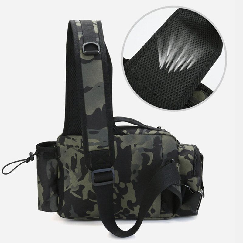 Hombres Camo De Gran Capacidad Al Aire Libre Fish Gear Bag Impermeable Crossbody Bag Riñonera