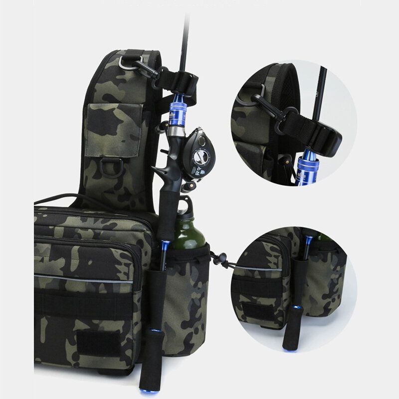 Hombres Camo De Gran Capacidad Al Aire Libre Fish Gear Bag Impermeable Crossbody Bag Riñonera