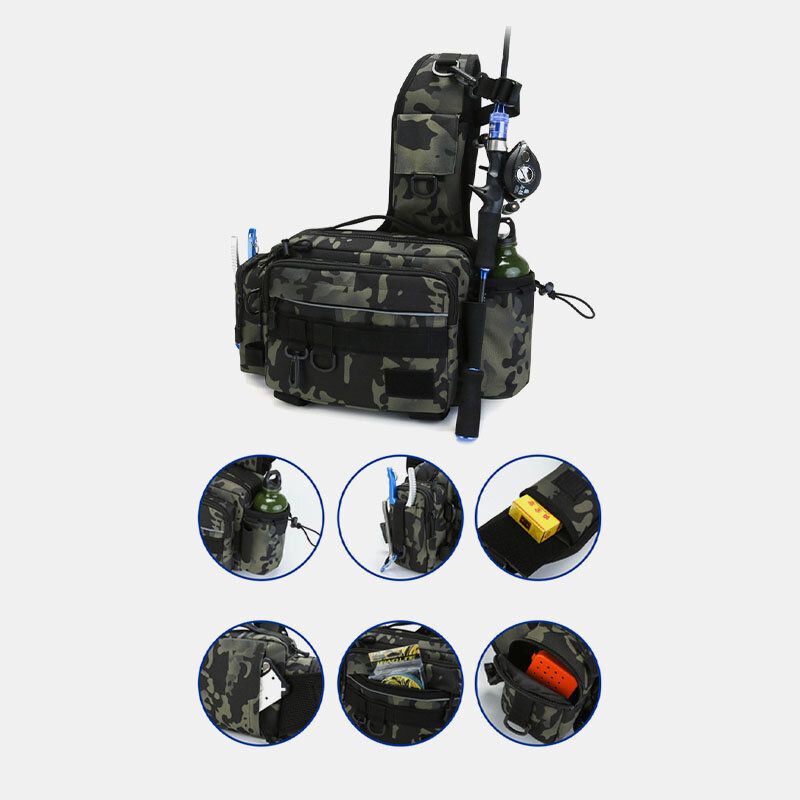 Hombres Camo De Gran Capacidad Al Aire Libre Fish Gear Bag Impermeable Crossbody Bag Riñonera