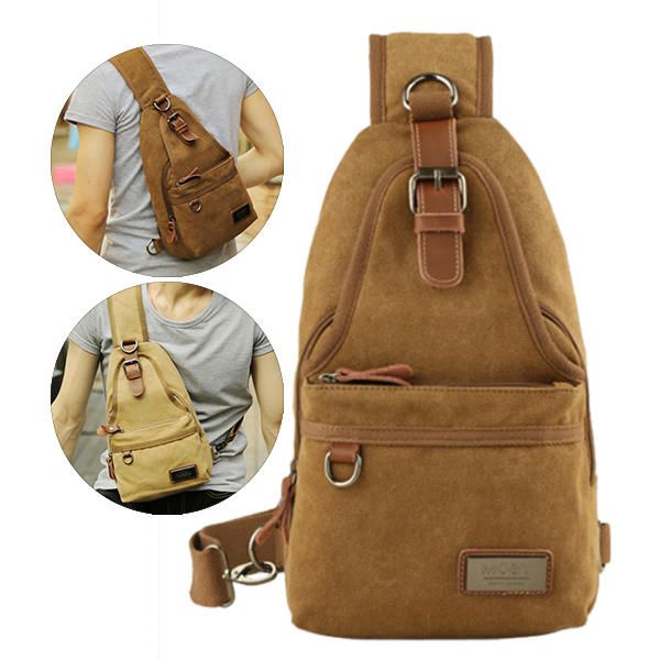 Hombres Canvas Retro Crossbody Bag Chest Bag Casual Outdoor Sports Shoulder Bag