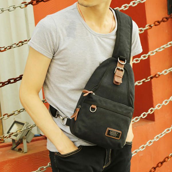 Hombres Canvas Retro Crossbody Bag Chest Bag Casual Outdoor Sports Shoulder Bag