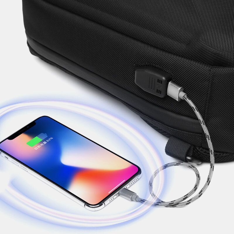 Hombres De Carga Usb Multibolsillos Antirrobo Impermeable Al Aire Libre Bandolera Bolsa De Pecho Bolsa De Honda