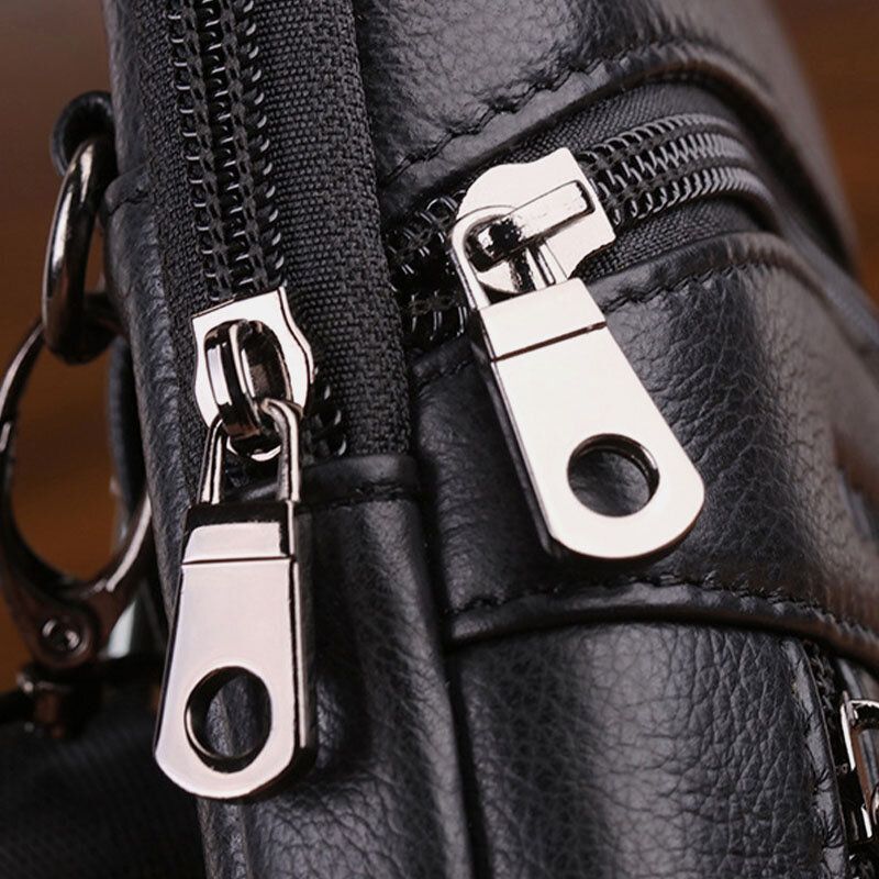 Hombres De Cuero Genuino 6.5 Pulgadas Bolso De Teléfono Retro Bolso De Cinturón Bolso Bandolera