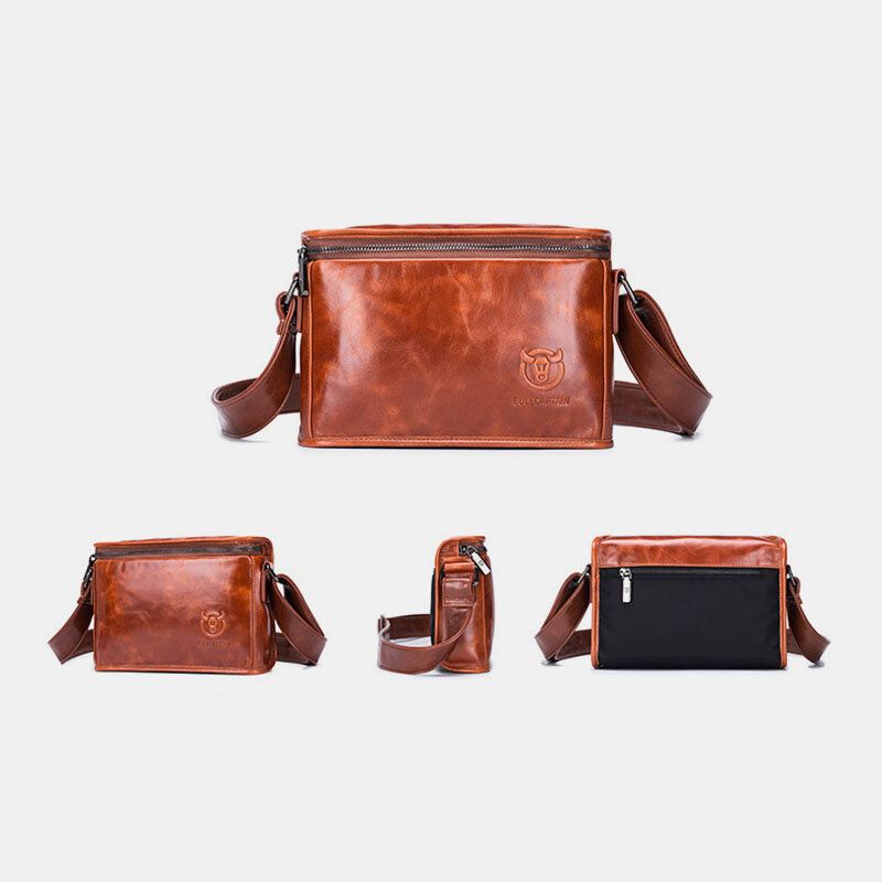 Hombres De Cuero Genuino Antirrobo Resistente Al Desgaste 7.9 Pulgadas Ipad Vintage Square Bag Crossbody Bag Bandolera