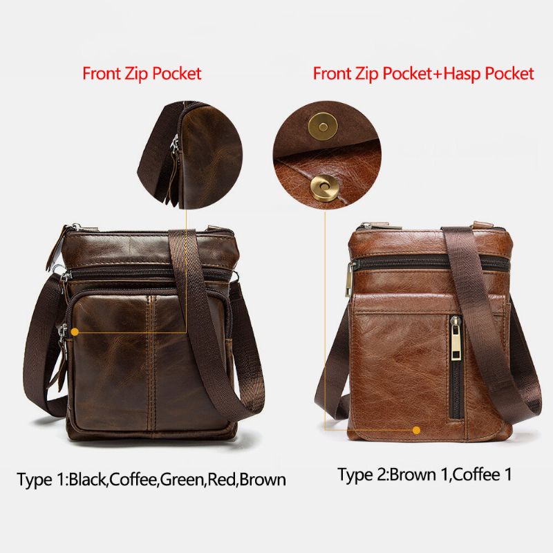 Hombres De Cuero Genuino Multibolsillos Casual Business 6.3inch Phone Bag Crossbody Bolsos De Primera Capa De Piel De Vaca