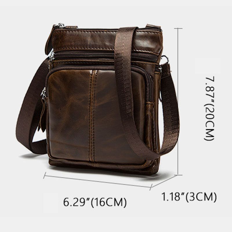 Hombres De Cuero Genuino Multibolsillos Casual Business 6.3inch Phone Bag Crossbody Bolsos De Primera Capa De Piel De Vaca