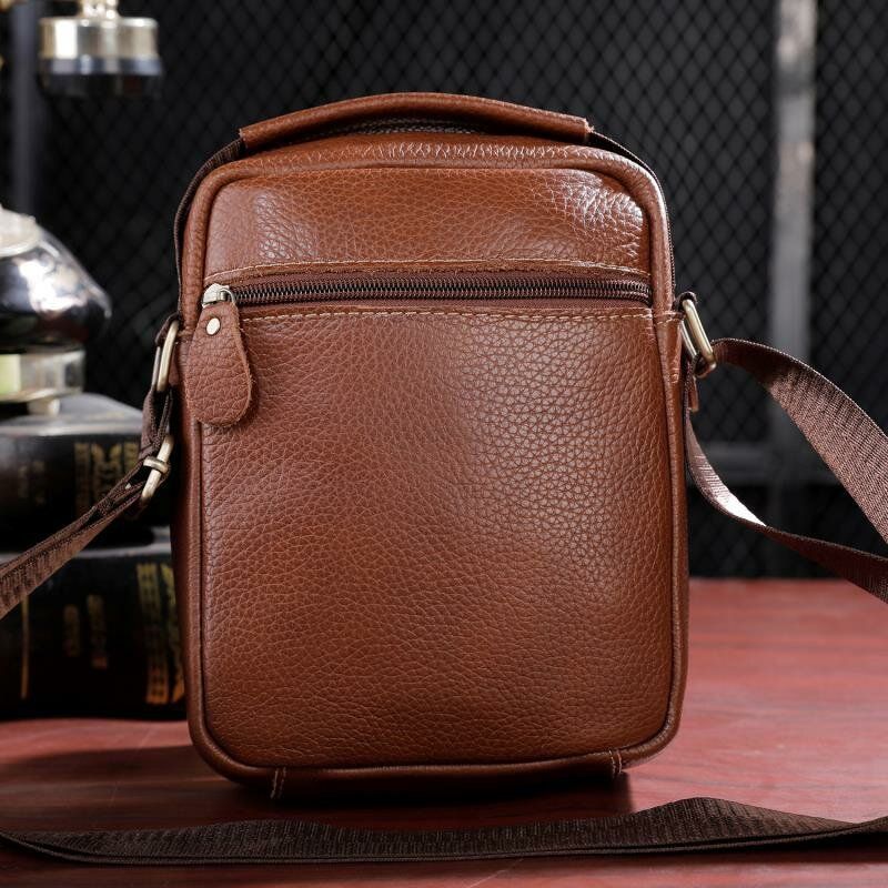 Hombres De Cuero Genuino Multibolsillos Vintage 6.3 Pulgadas Bolso Para Teléfono Bolsos Cruzados Bolso Bandolera Bolso