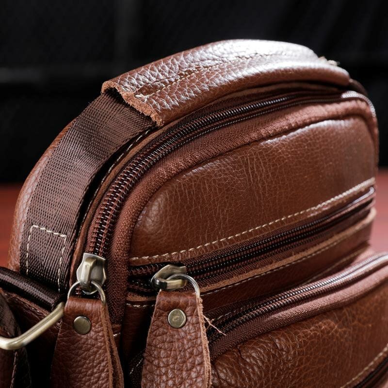 Hombres De Cuero Genuino Multibolsillos Vintage 6.3 Pulgadas Bolso Para Teléfono Bolsos Cruzados Bolso Bandolera Bolso