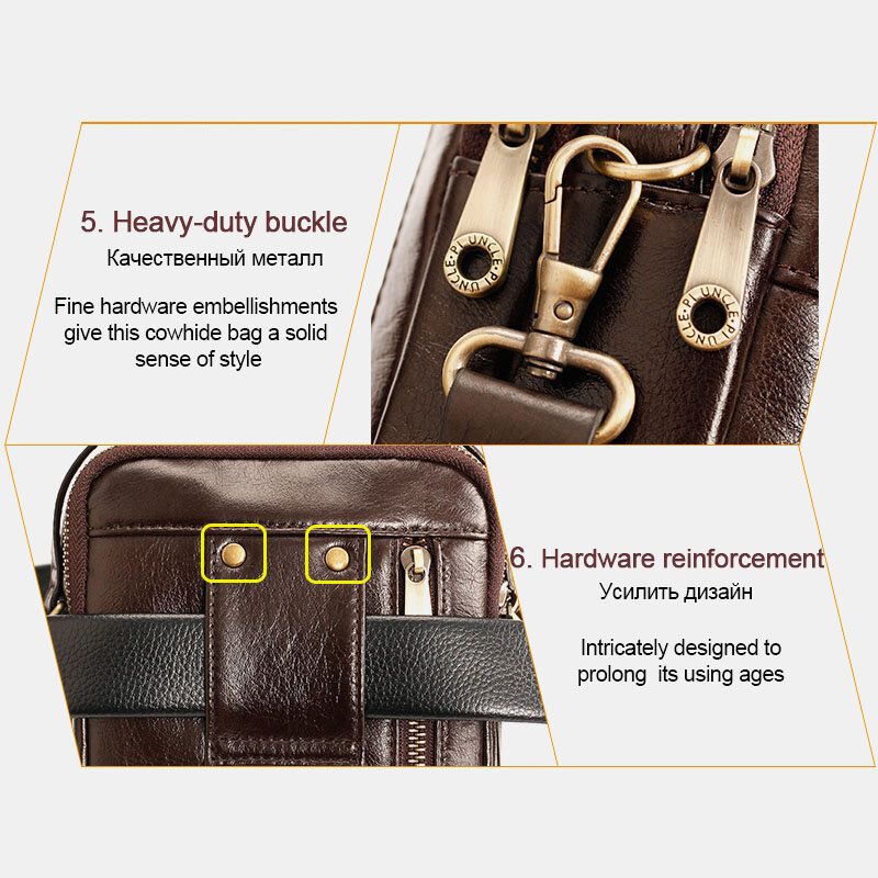 Hombres De Cuero Genuino Multifunción Multi-carry 4 Ranuras Para Tarjetas Crossbody Bag Riñonera