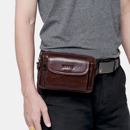 Hombres De Cuero Genuino Multifunción Vintage Cross Body Bag Outdoor Waist Belt Bag