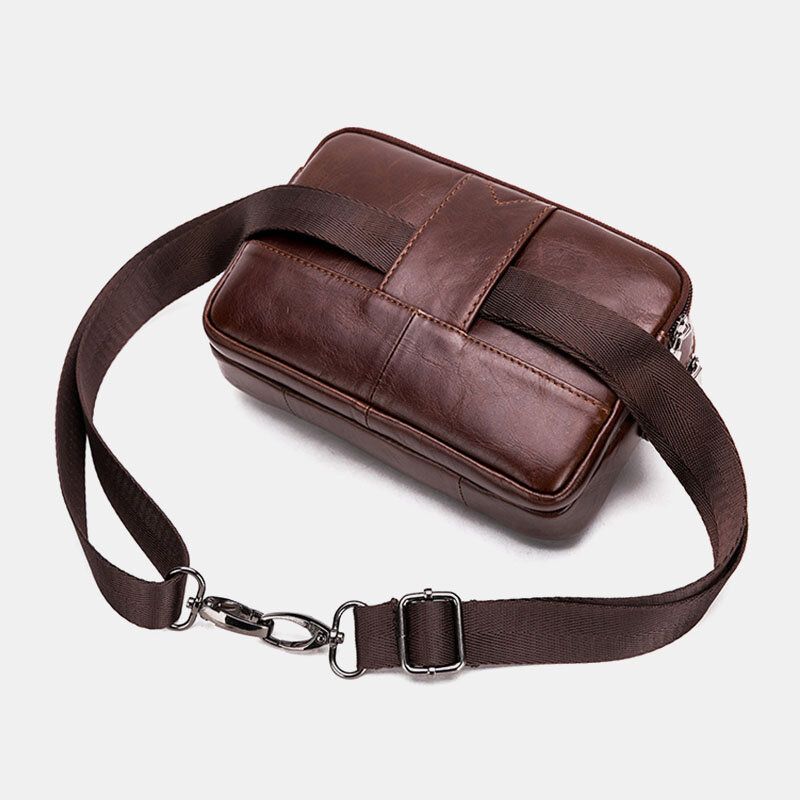 Hombres De Cuero Genuino Multifunción Vintage Cross Body Bag Outdoor Waist Belt Bag