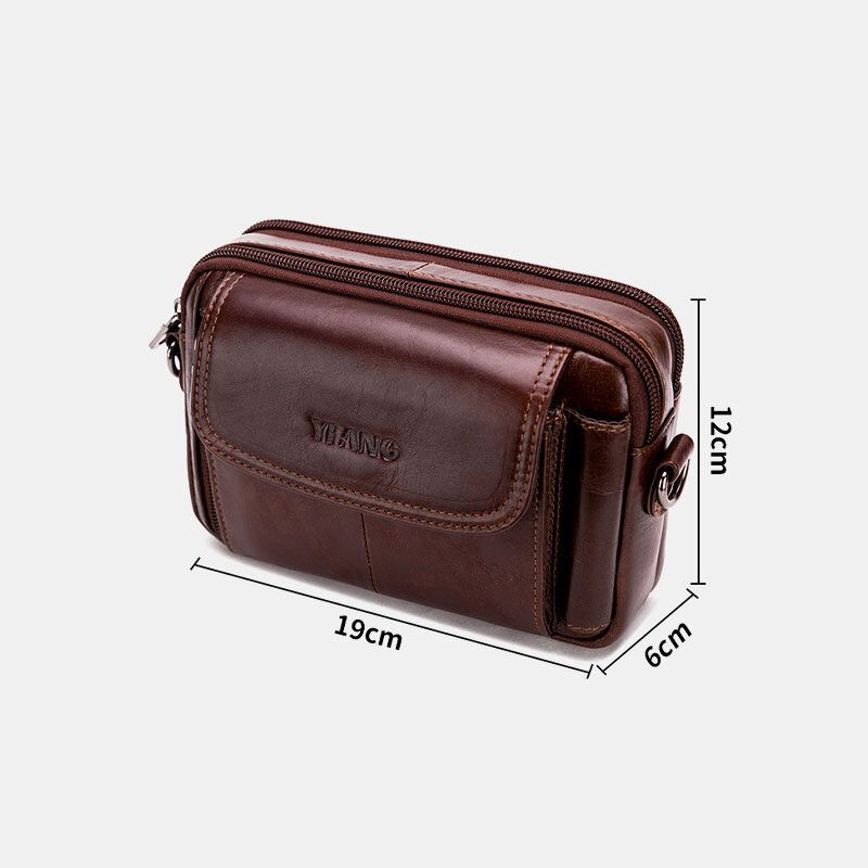 Hombres De Cuero Genuino Multifunción Vintage Cross Body Bag Outdoor Waist Belt Bag