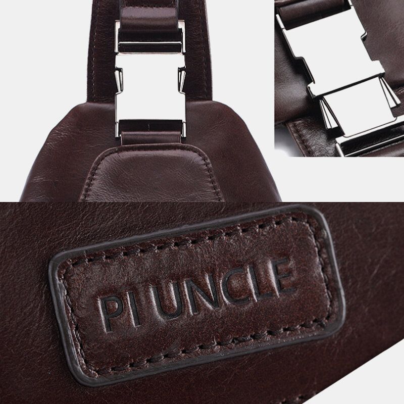 Hombres De Cuero Genuino New Vinatge Bolso De Pecho De Gran Capacidad Bolso Bandolera Bolso Bandolera