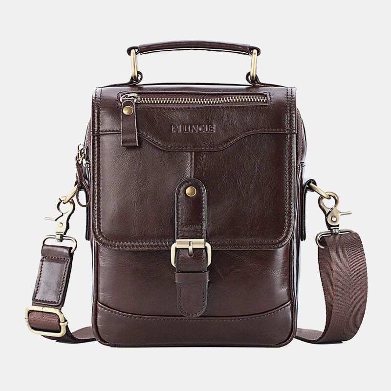 Hombres De Cuero Genuino Retro Business Multi-carry 6.3 Inch Phone Bag Bolso Crossbody