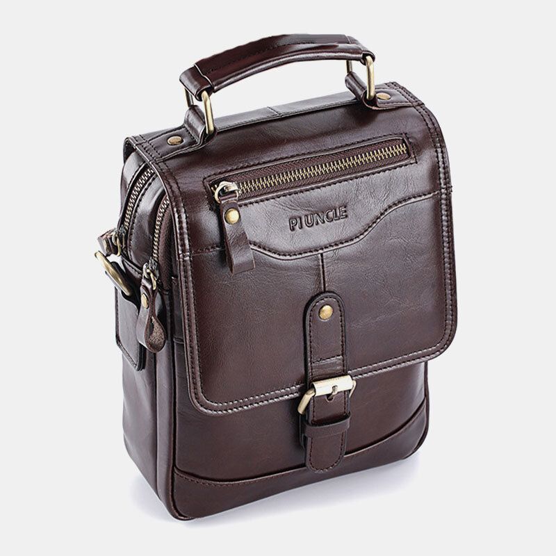 Hombres De Cuero Genuino Retro Business Multi-carry 6.3 Inch Phone Bag Bolso Crossbody