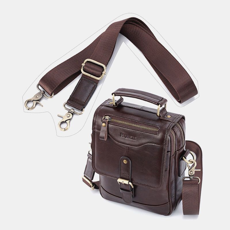 Hombres De Cuero Genuino Retro Business Multi-carry 6.3 Inch Phone Bag Bolso Crossbody