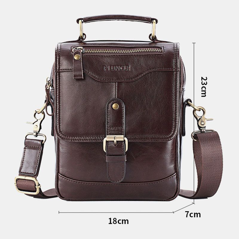 Hombres De Cuero Genuino Retro Business Multi-carry 6.3 Inch Phone Bag Bolso Crossbody