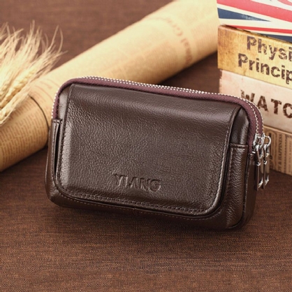 Hombres De Cuero Genuino Retro Multi-carry Mini Bolsa De Teléfono Bolsa De Soporte De Tarjeta Bolsa De Cintura Bolsa De Bandolera