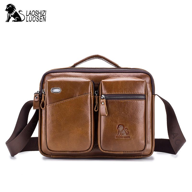 Hombres De Cuero Genuino Vintage Messenger Bag Maletín Bolso Bandolera Bolso Satchel