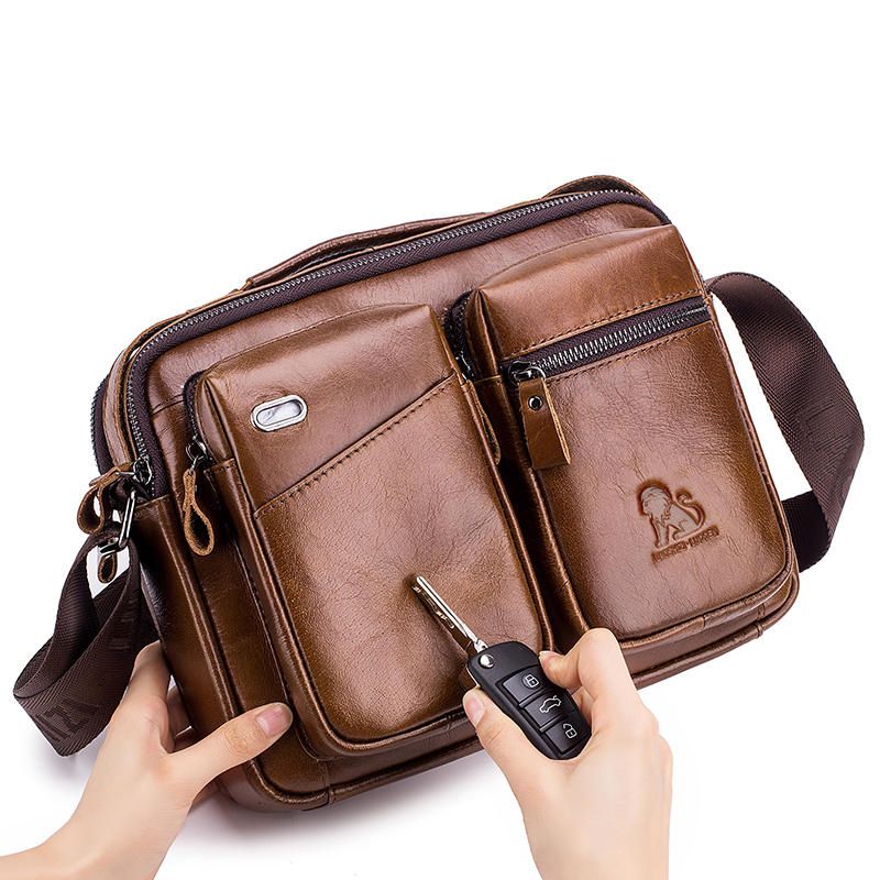 Hombres De Cuero Genuino Vintage Messenger Bag Maletín Bolso Bandolera Bolso Satchel