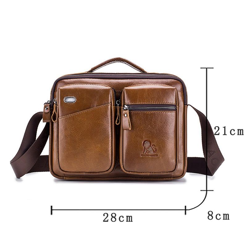 Hombres De Cuero Genuino Vintage Messenger Bag Maletín Bolso Bandolera Bolso Satchel