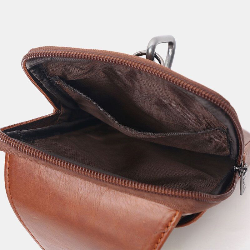 Hombres De Cuero Genuino Vintage Multifuncional 6.5 Pulgadas Mini Bolso De Teléfono Bolso Bandolera Bolso De Cintura Bolso De Piel De Vaca