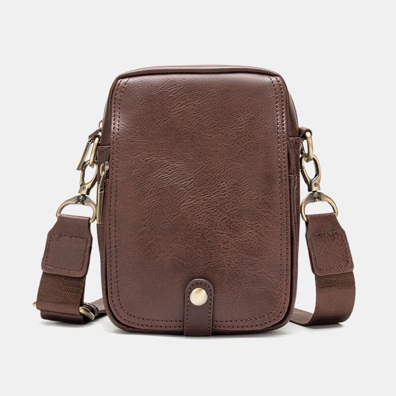 Hombres De Cuero De Imitación Casual Retro Mini 6.3 Pulgadas Bolso Para Teléfono Bolso Bandolera Bolso Bandolera