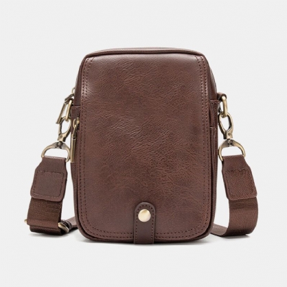 Hombres De Cuero De Imitación Casual Retro Mini 6.3 Pulgadas Bolso Para Teléfono Bolso Bandolera Bolso Bandolera