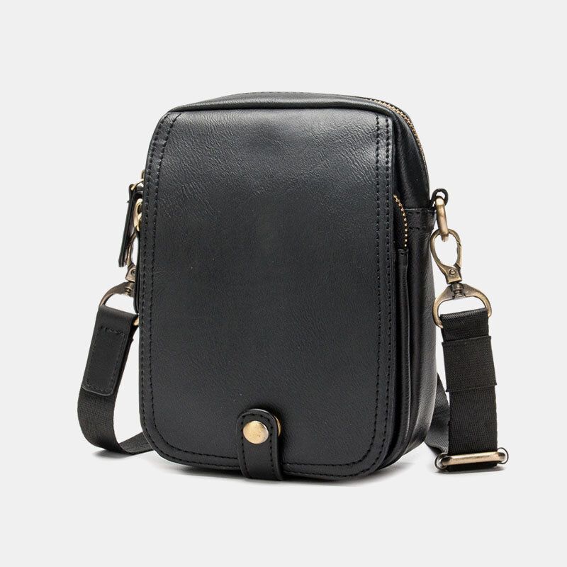 Hombres De Cuero De Imitación Casual Retro Mini 6.3 Pulgadas Bolso Para Teléfono Bolso Bandolera Bolso Bandolera