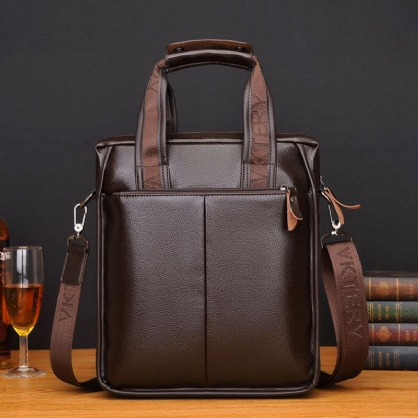 Hombres De Cuero De Imitación Retro Business Vertical Multi-carry Crossbody Bag Maletín