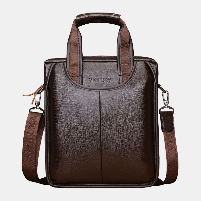 Hombres De Cuero De Imitación Retro Business Vertical Multi-carry Crossbody Bag Maletín