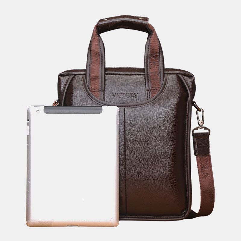 Hombres De Cuero De Imitación Retro Business Vertical Multi-carry Crossbody Bag Maletín