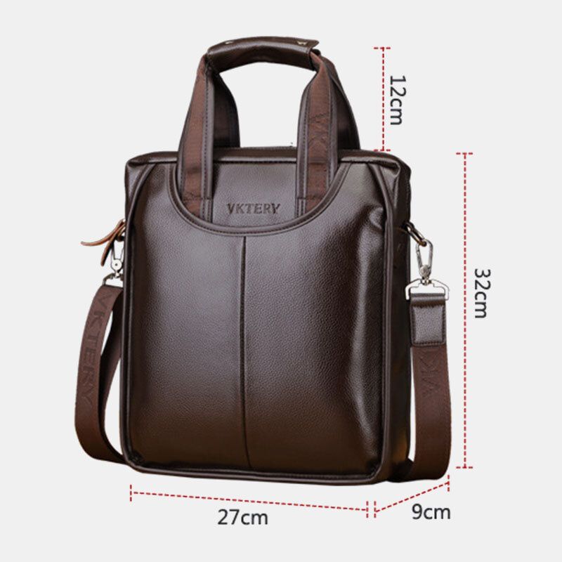 Hombres De Cuero De Imitación Retro Business Vertical Multi-carry Crossbody Bag Maletín