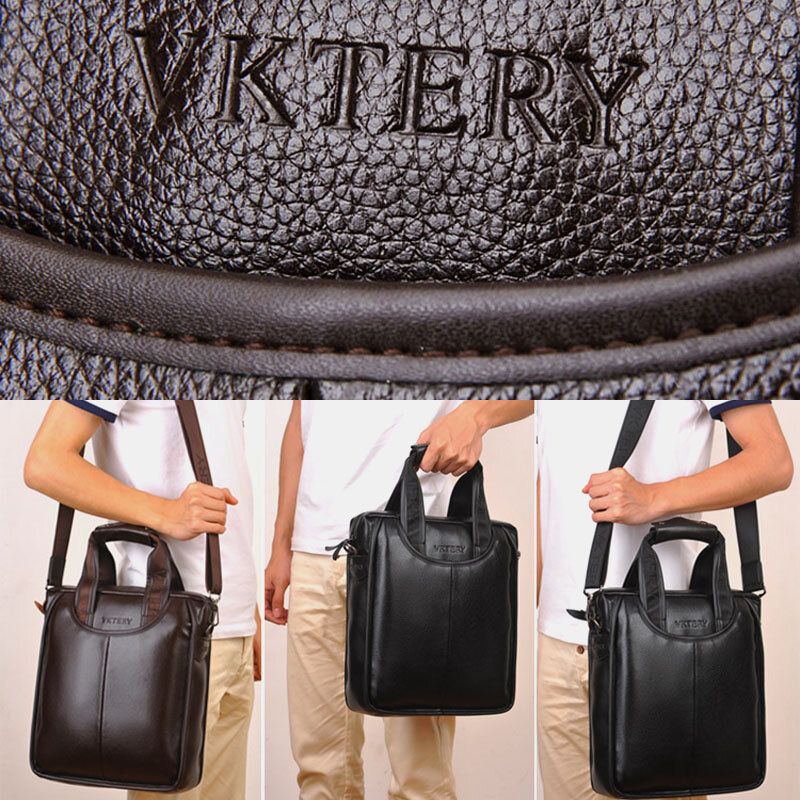 Hombres De Cuero De Imitación Retro Business Vertical Multi-carry Crossbody Bag Maletín